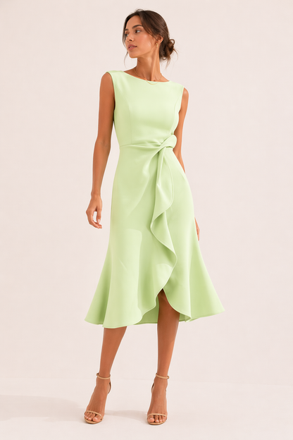 Hattie Women's Asymmetric Midi Dress - fabric and finish detail