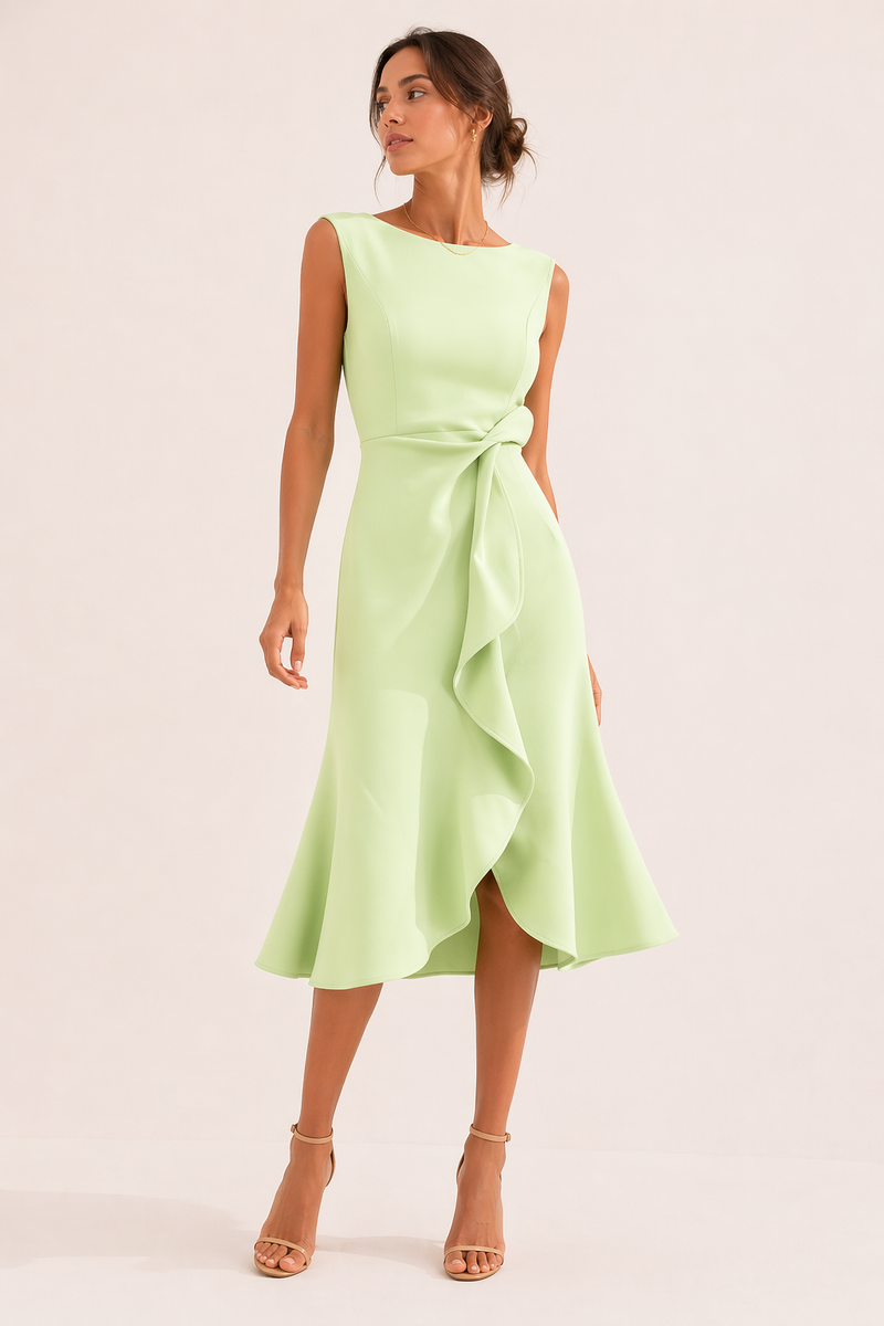 Hattie Women's Asymmetric Midi Dress - fabric and finish detail