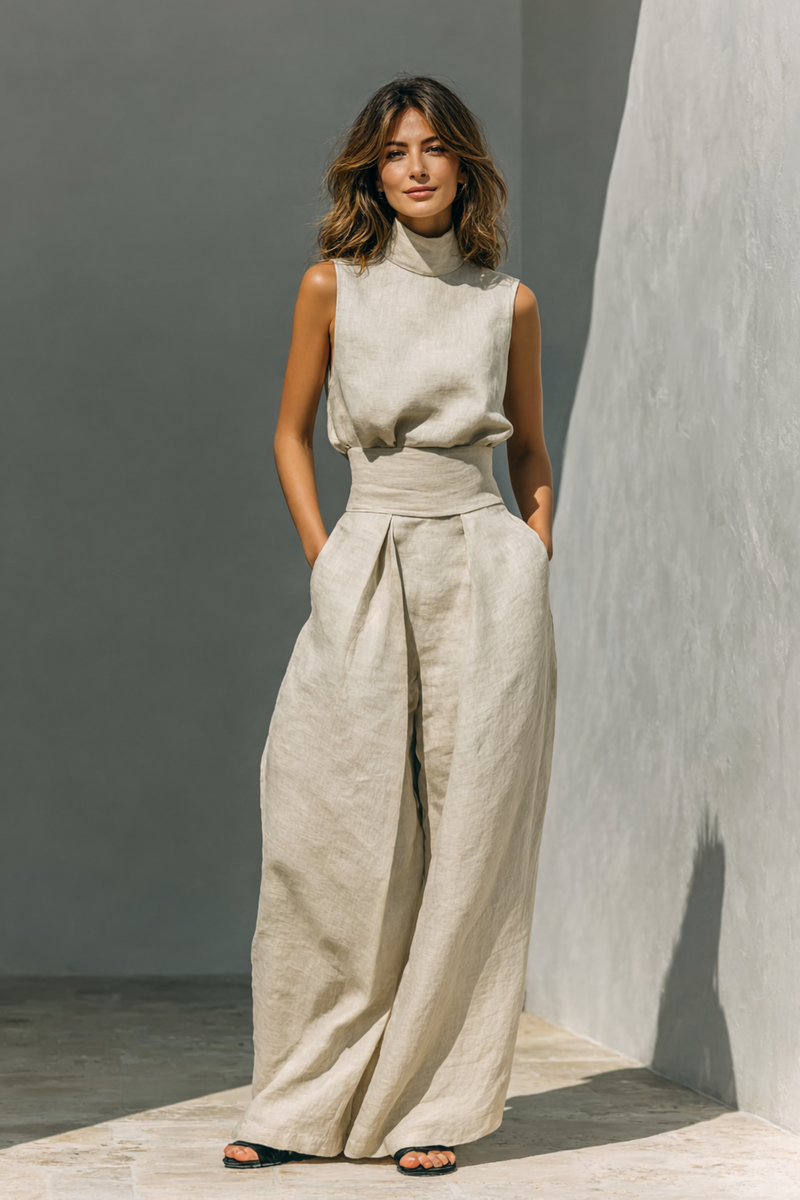Ava Women's Wide Leg Two-piece Set | Linen, Cotton