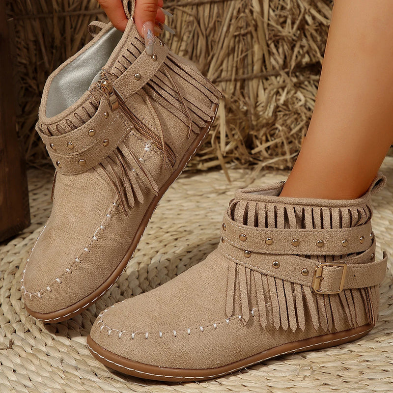 Bijou Women's Suede Ankle Boots | Western, Buckle