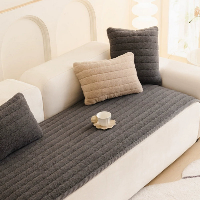 Chic Thick Plush Sofa Cover | Soft Microfiber Protection with Non-Slip Backing | Pet-Friendly Comfort for Living Rooms 2