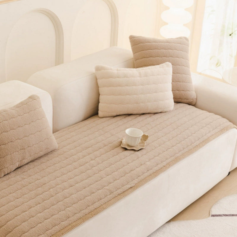 Chic Thick Plush Sofa Cover | Soft Microfiber Protection with Non-Slip Backing | Pet-Friendly Comfort for Living Rooms 3