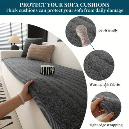 Chic Thick Plush Sofa Cover | Soft Microfiber Protection with Non-Slip Backing | Pet-Friendly Comfort for Living Rooms 7