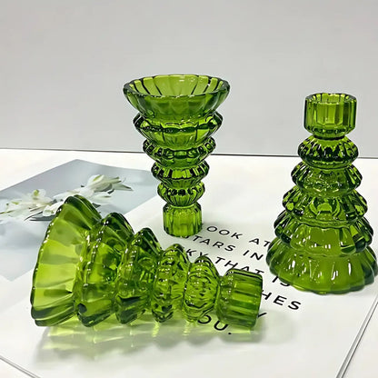 Christmas Tree Glass Candle Holder | Set of 3