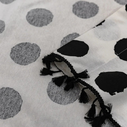 Chic Polka Dot Tassel Curtain | Linen Texture, Monochrome