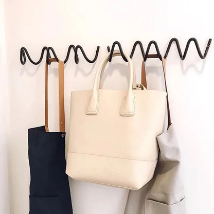 Color Block Wall Hook Rack – Ocean Wave Design for Coats, Keys, and Bags – Durable Wrought Iron, Easy Wall Installation 6