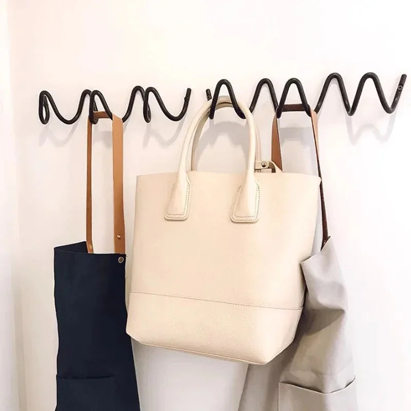 Color Block Wall Hook Rack – Ocean Wave Design for Coats, Keys, and Bags – Durable Wrought Iron, Easy Wall Installation 6