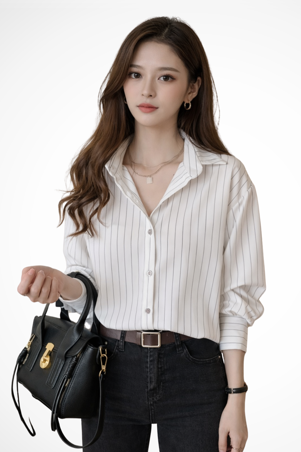 Lumi Women's Striped Shirt - back view
