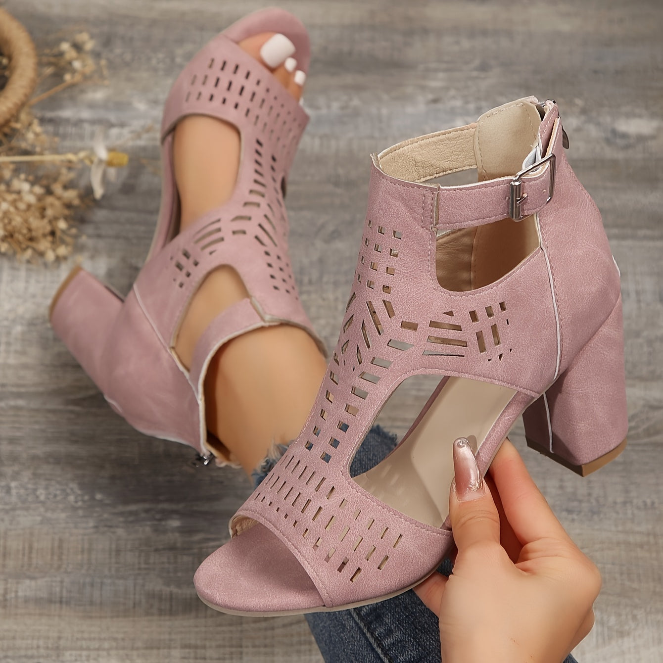 Ines Women's Block Heel Ankle Boots - flat lay