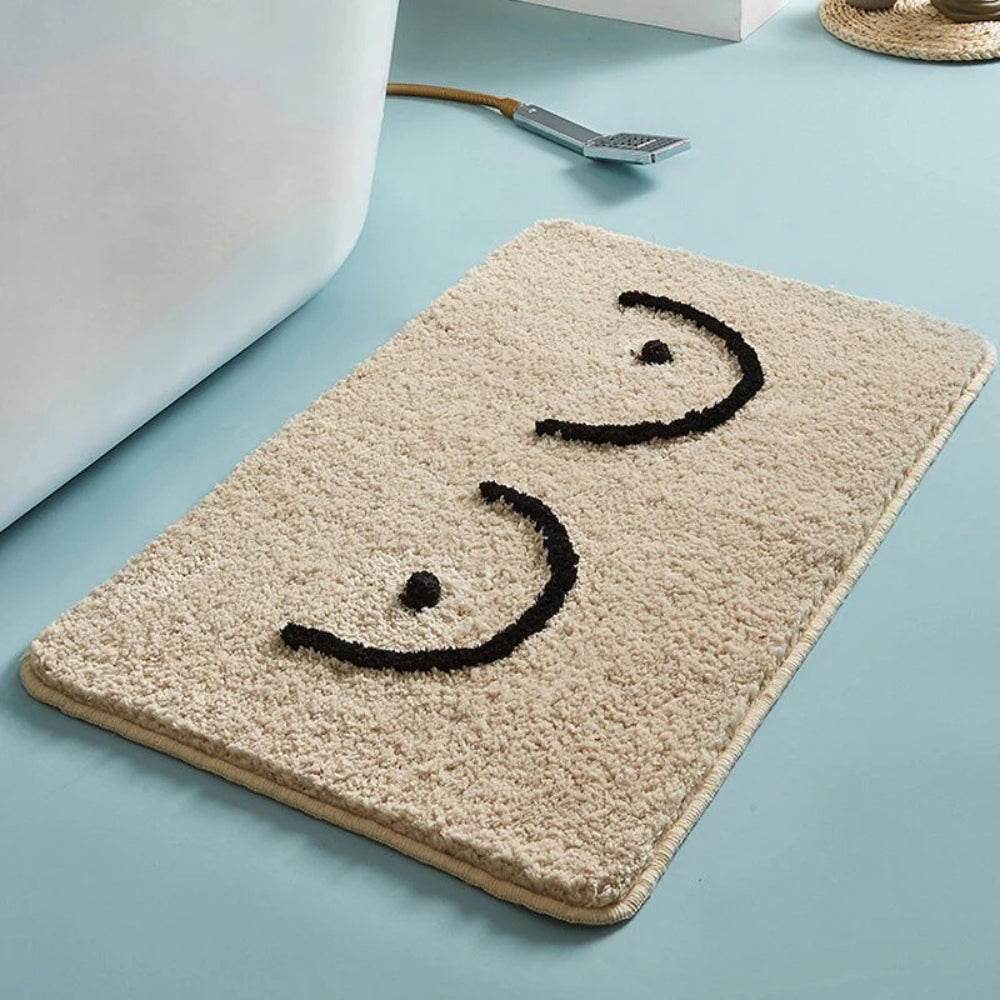 Aesthetic Fluffy Bath Mat | Non-Slip Backing, Machine Washable