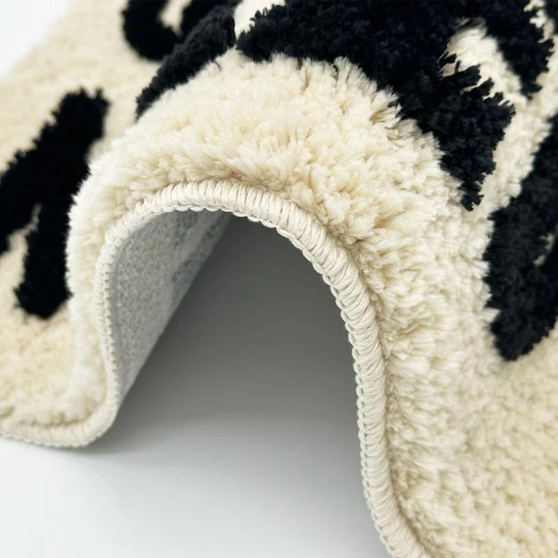 Aesthetic Fluffy Bath Mat | Non-Slip Backing, Machine Washable