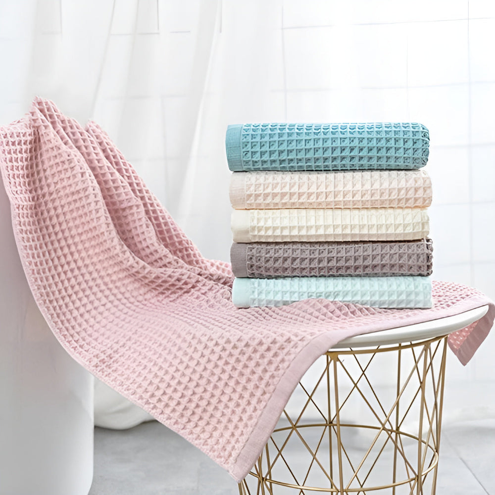 Cotton Waffle Bath Towel | Textured, Quick-Dry