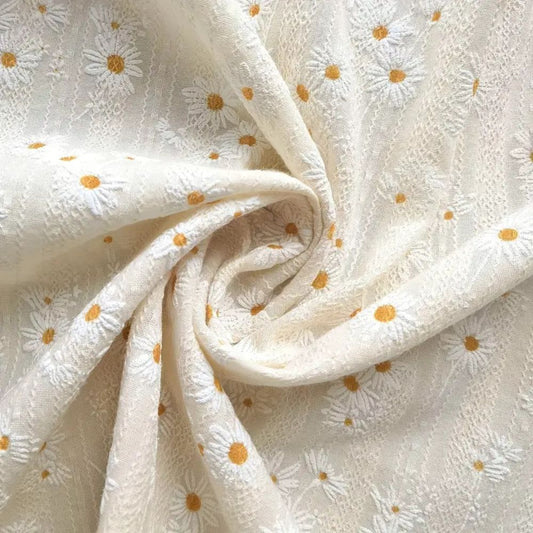 Daisy Breeze Cabinet Curtain | Cottagecore Texture, Rod Pocket