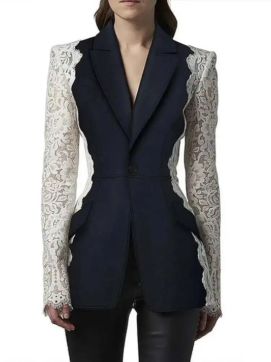 Daisy Women's Blazer | Notched Lace Patchwork, Tailored Fit 1