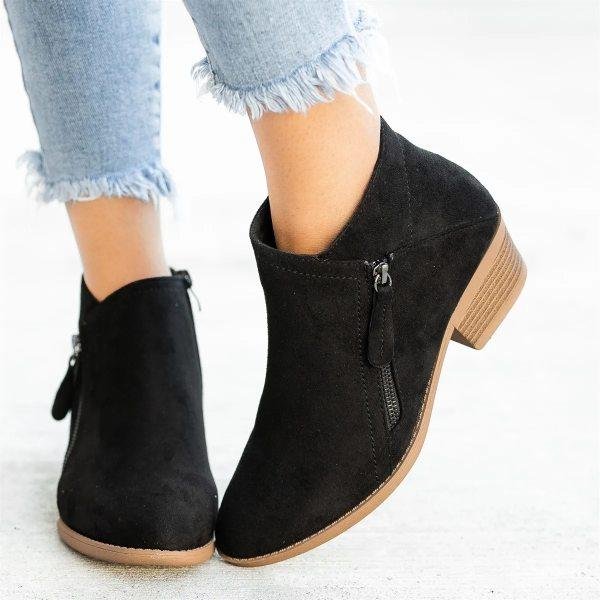 Winona Women's Chunky Heel Ankle Boots - fabric and finish detail