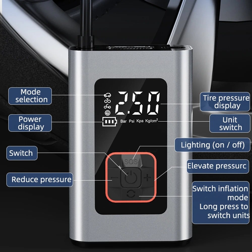 Onyx Car Tire Inflator - shown in use