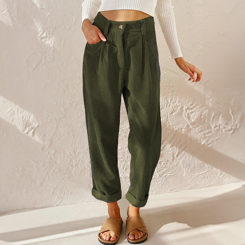 Noor Women's Pleated Trousers - flat lay