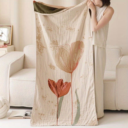 Cotton Towel Blanket | Vintage Floral, Knit