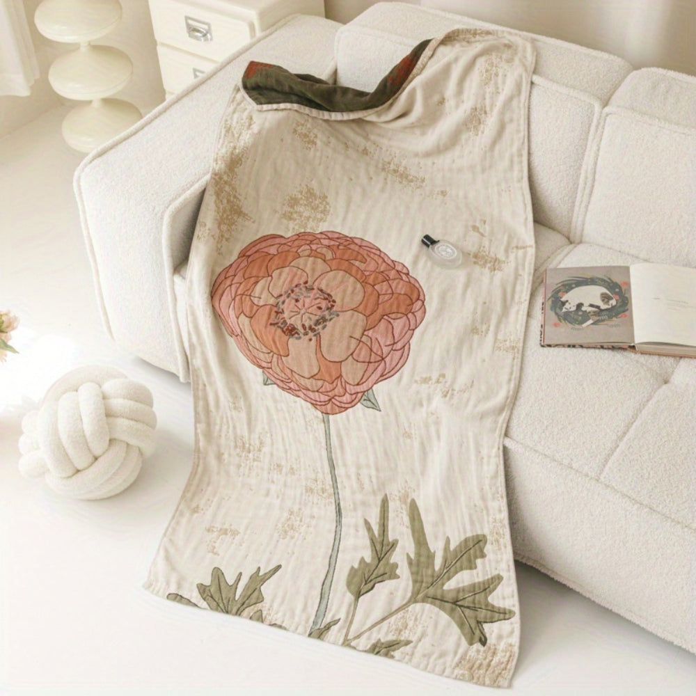 Cotton Towel Blanket | Vintage Floral, Knit