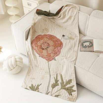 Cotton Towel Blanket | Vintage Floral, Knit