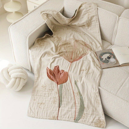 Cotton Towel Blanket | Vintage Floral, Knit