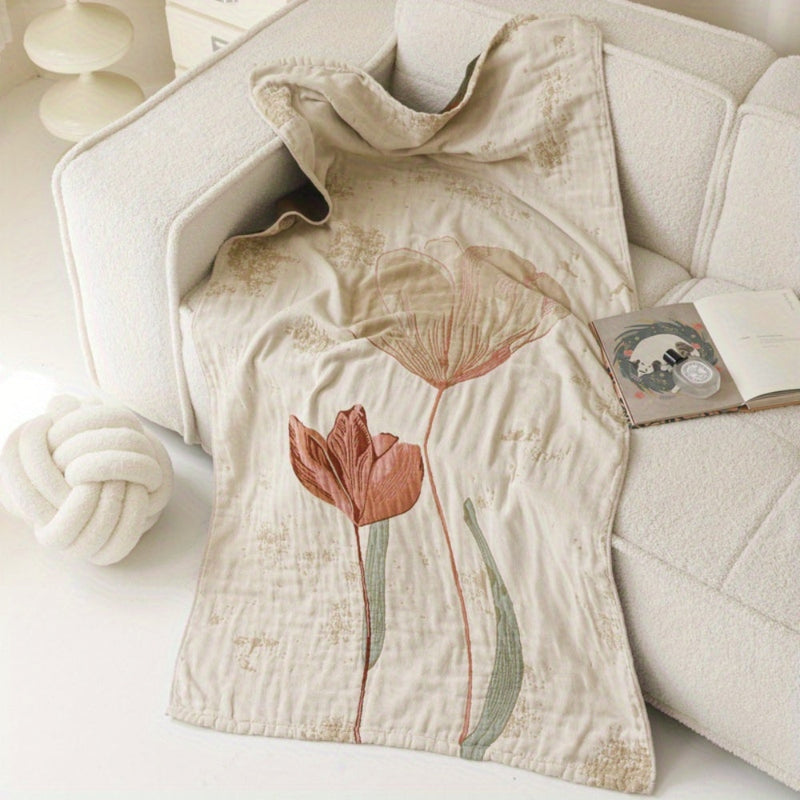 Cotton Towel Blanket | Vintage Floral, Knit