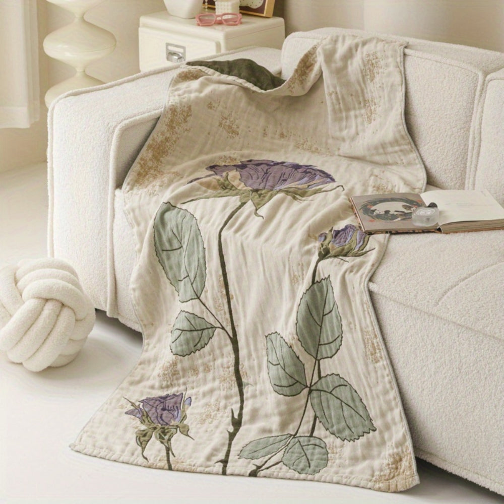 Cotton Towel Blanket | Vintage Floral, Knit