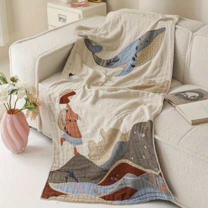 Cotton Towel Blanket | Vintage Floral, Knit