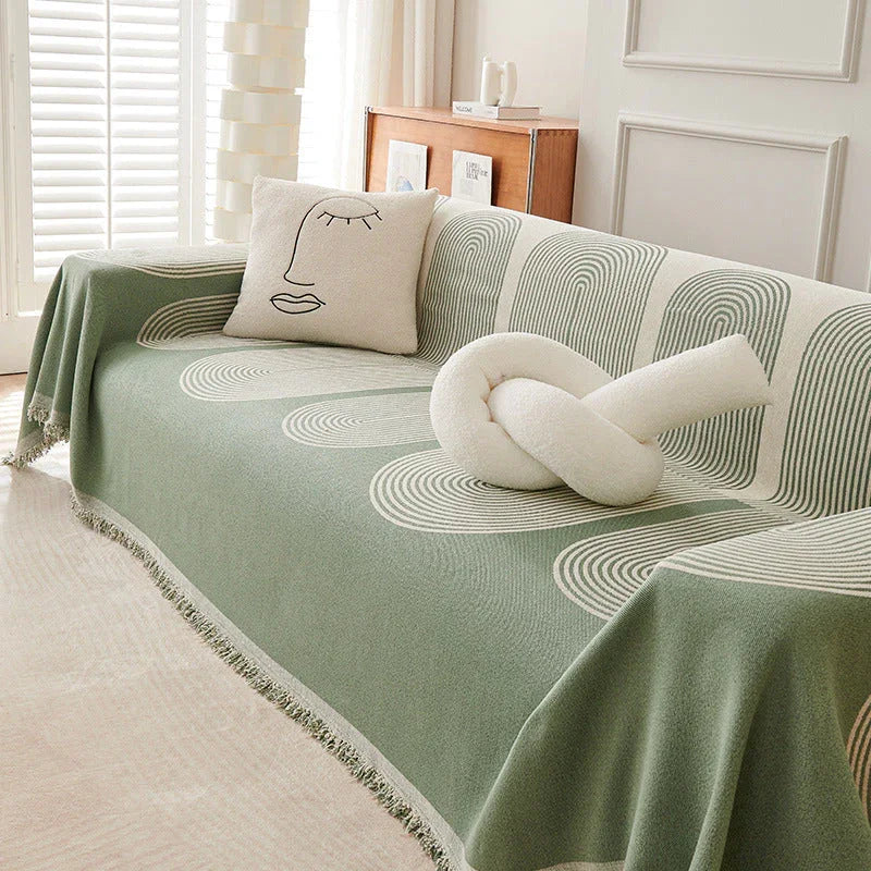 Elegant Chenille Throw Blanket with Soft Tassels | Pistachio Green for Cozy Home Decor 1