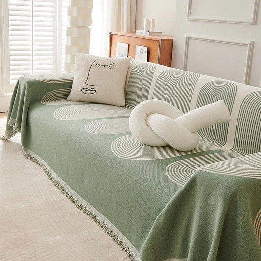 Elegant Chenille Throw Blanket with Soft Tassels | Pistachio Green for Cozy Home Decor 1