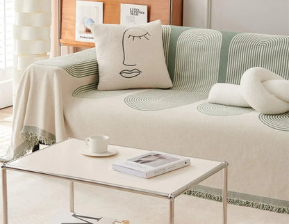 Elegant Chenille Throw Blanket with Soft Tassels | Pistachio Green for Cozy Home Decor 2