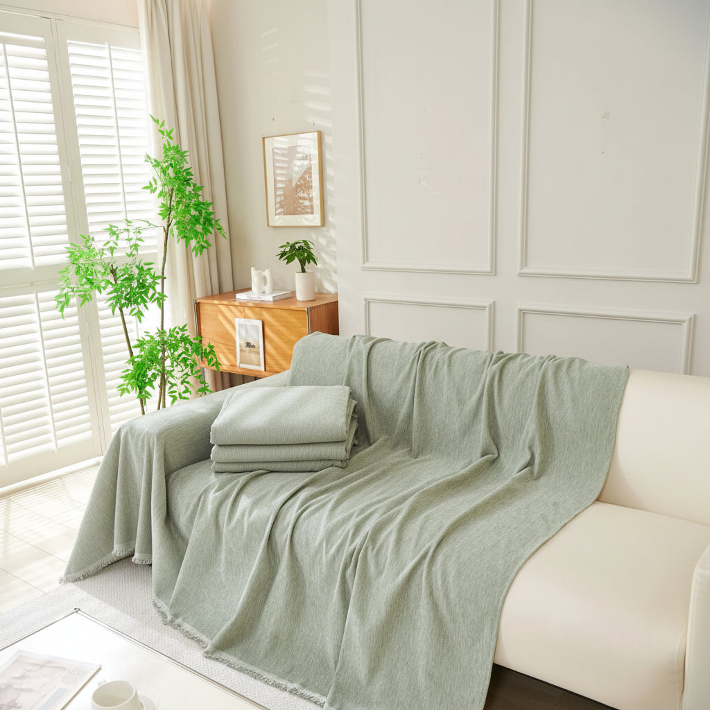 Elegant Collection | Throw Blanket with Soft Cozy Fabric | Sage Green Home Décor for Warmth and Style 4