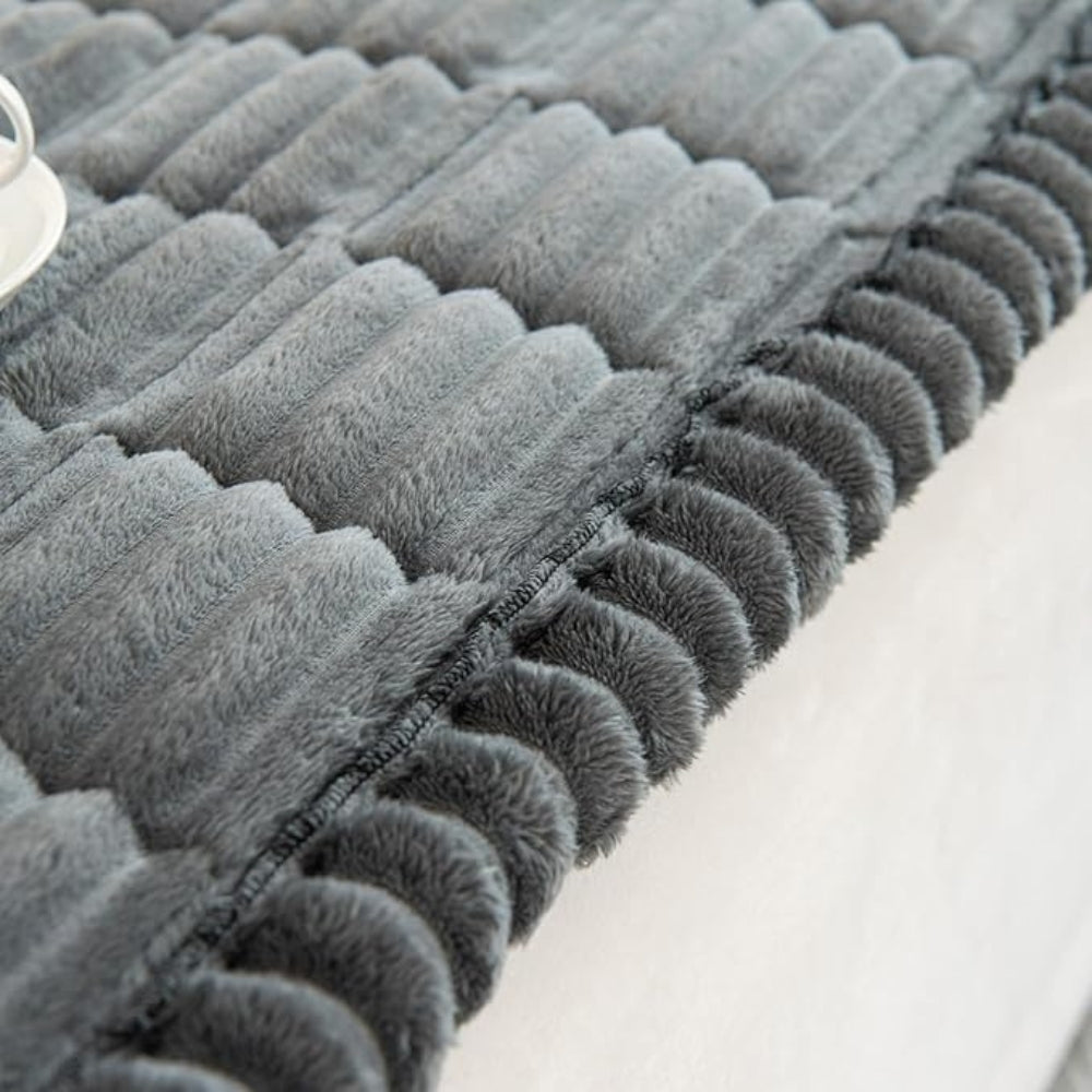 Elegant Plush Sofa Cover | Cozy Microfiber Blend with Hand-Pleated Edges | Stylish Protection for Your Living Room 7