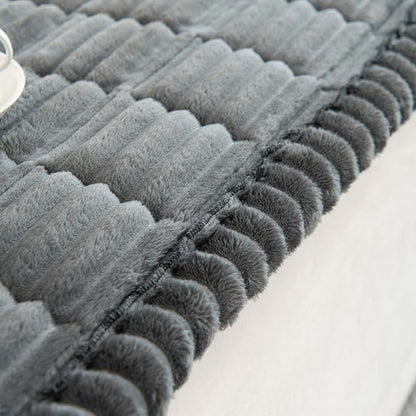Elegant Plush Sofa Cover | Cozy Microfiber Blend with Hand-Pleated Edges | Stylish Protection for Your Living Room 7