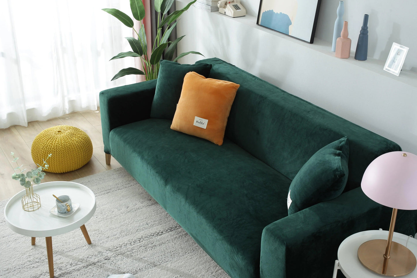 Elegant Velvet Couch Cover | Non-Slip Design with Expandable Cushions for Perfect Fit 0