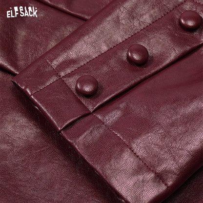 Elysia Women's Jacket | Dark Red PU Leather, Casual 5