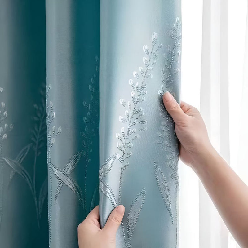 Elysian Leaf Blackout Curtains | Vine Embroidery, Thermal