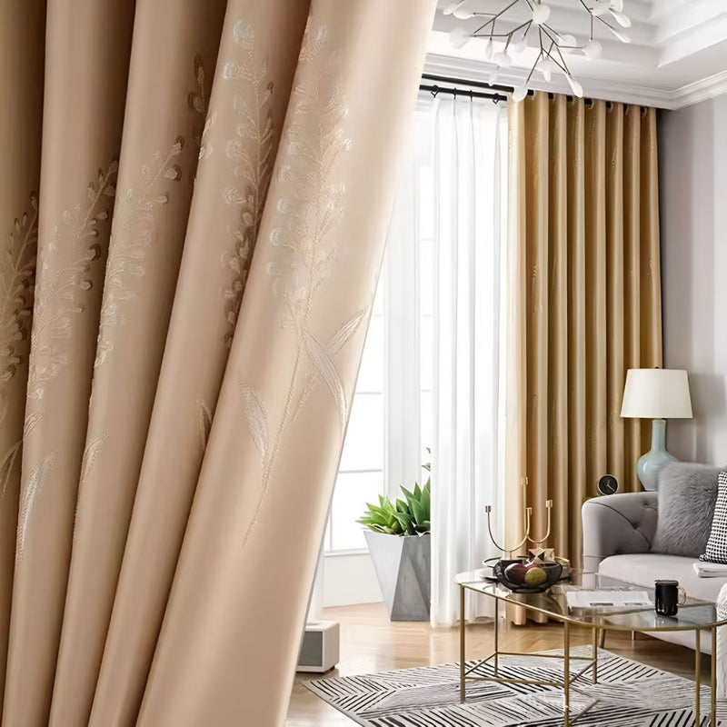 Elysian Leaf Blackout Curtains | Vine Embroidery, Thermal
