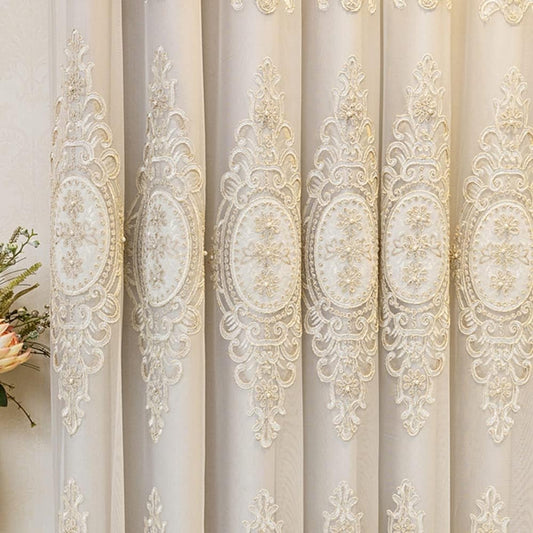 Elyvia Embroidered Sheer Lace Curtain | Tulle, Grommet Top