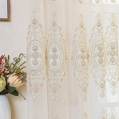 Elyvia Embroidered Sheer Lace Curtain | Tulle, Grommet Top