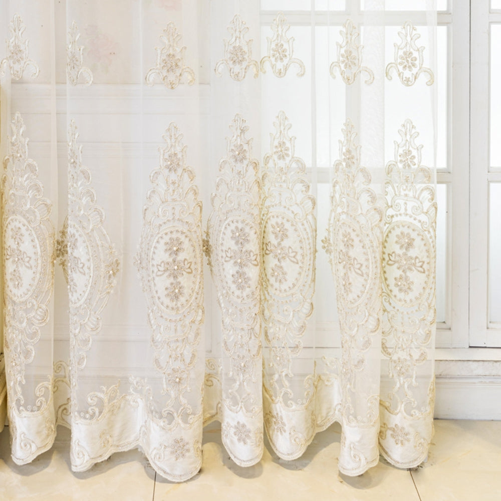 Elyvia Embroidered Sheer Lace Curtain | Tulle, Grommet Top