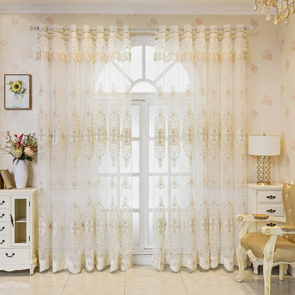Elyvia Embroidered Sheer Lace Curtain | Tulle, Grommet Top