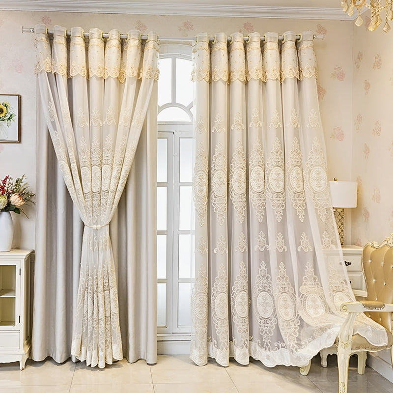 Elyvia Embroidered Sheer Lace Curtain | Tulle, Grommet Top