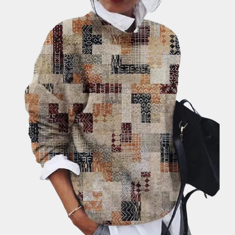 Yvette Women's Printed Sweater - front view