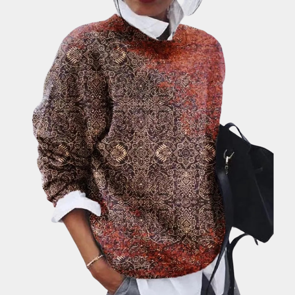 Yvette Women's Printed Sweater - styled view