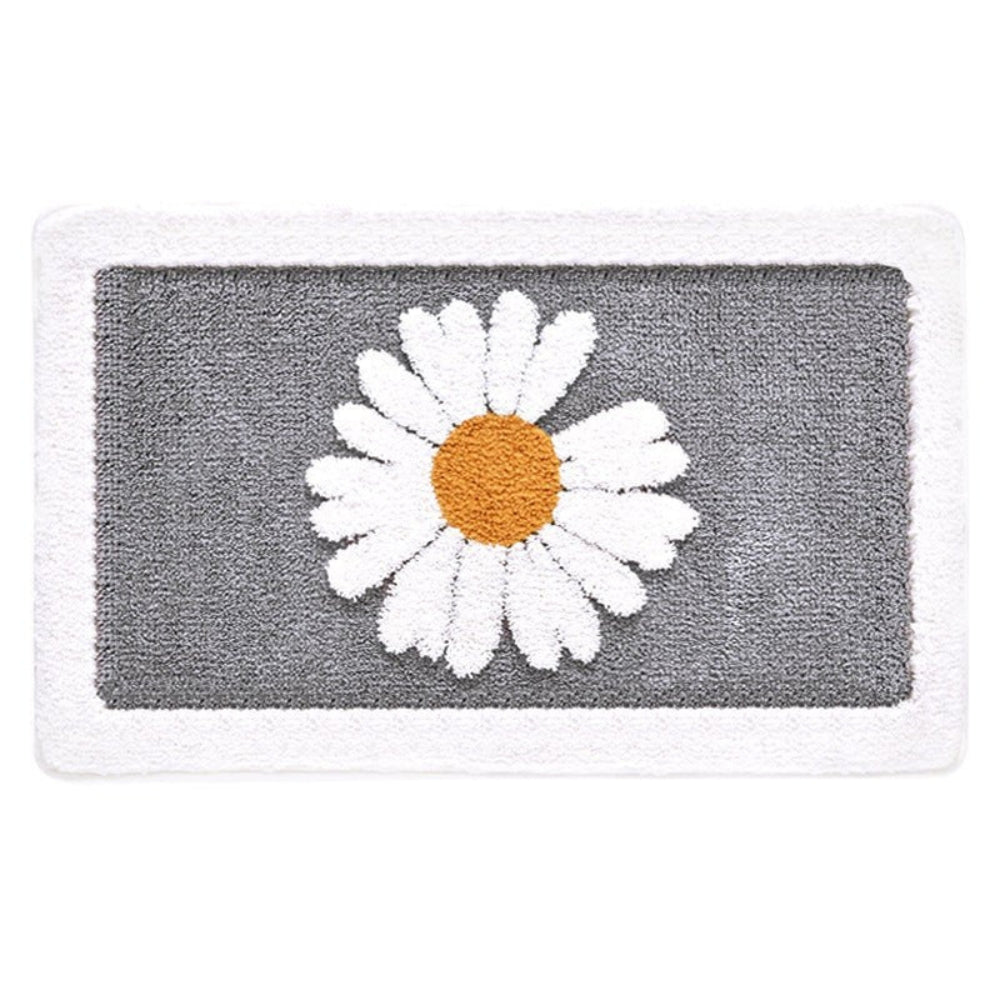 Fleur Plush Floral Bath Mat | Daisy Design, Non-Slip Backing