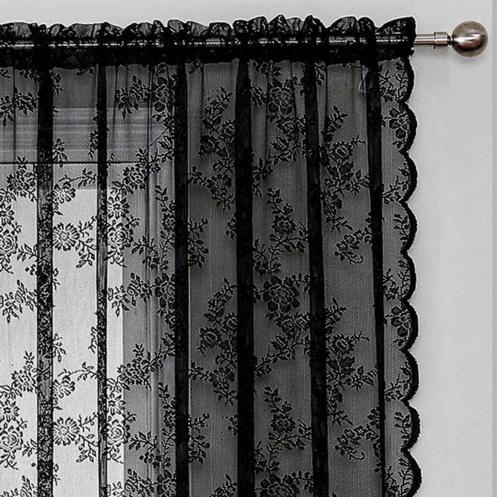 Floral Grace Sheer Curtains | Lace Panel, Rod Pocket