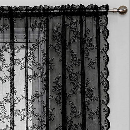Floral Grace Sheer Curtains | Lace Panel, Rod Pocket