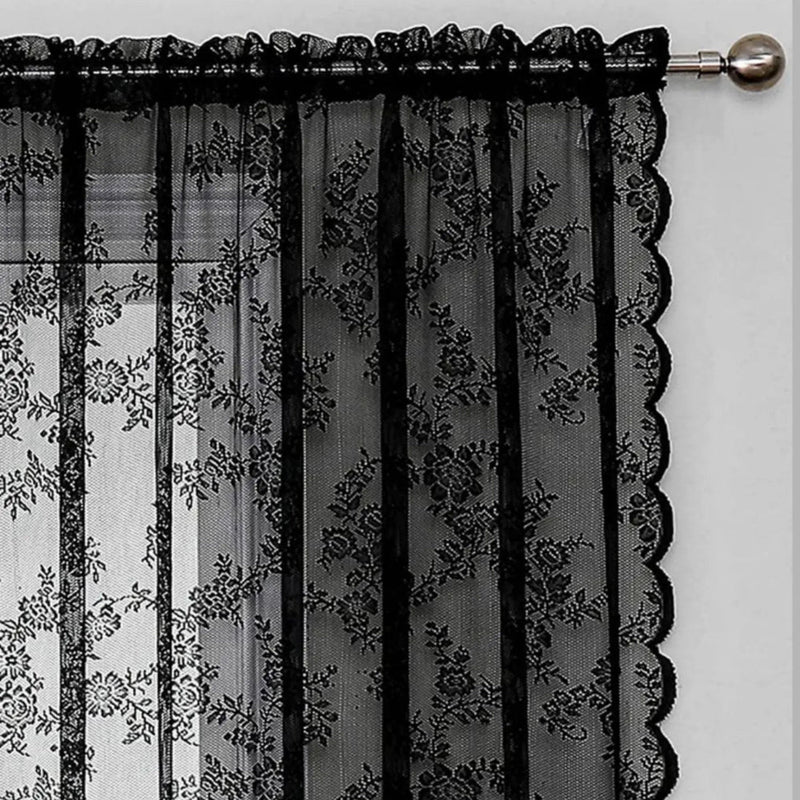 Floral Grace Sheer Curtains | Lace Panel, Rod Pocket