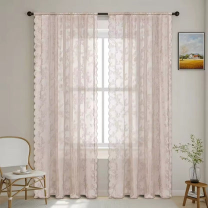Floral Grace Sheer Curtains | Lace Panel, Rod Pocket